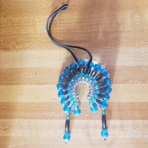Safety Pin Art Native American Mini Headdress Ornament/Car Decor